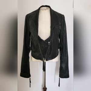 Vintage Twenty8Twelve "CLAUDIA" Black Leather Crop JACKET size 8